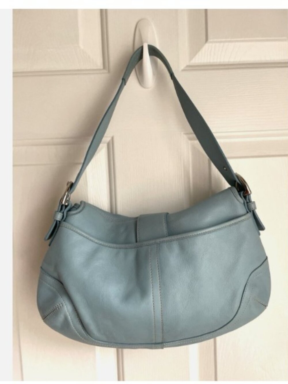 Coach M050-9248 Soho Y2K Perfect Blue Leather CC Canvas Lining Shoulder Bag RARE - Picture 4 of 11
